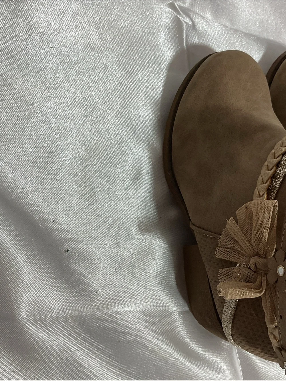 Jellypop Girls' Brown Ankle Boots with Braided & Glitter Straps